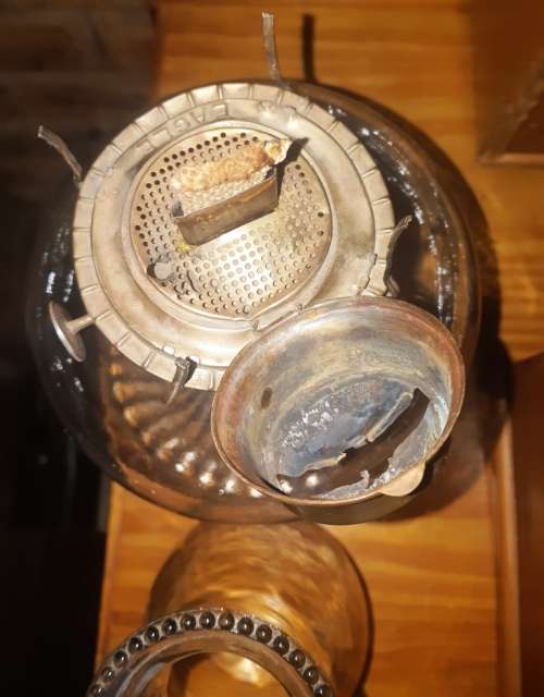Beautiful  big antique glass " stamped Eagle " kerosene/oil lamp-Height 44 cm