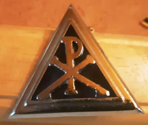 SA Army metal silver on black Chaplain`s insignia-pins good and intact