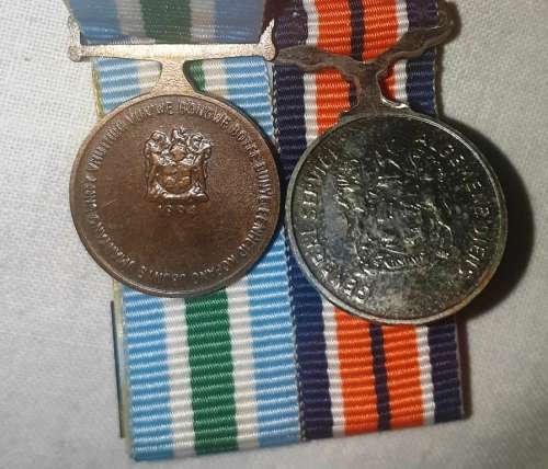 SADF Court Mounted  Bronze Unitas (1994) and Silver General Service (no date) miniature Medals