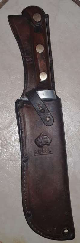 Vintage Puma White Hunter 6399 hunting knive/original leather sheath DBGM 1865840-W Germany