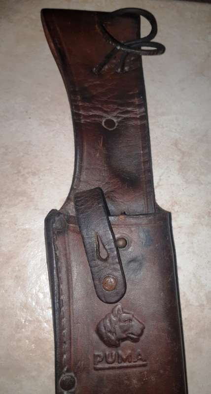 Vintage Puma White Hunter 6399 hunting knive/original leather sheath DBGM 1865840-W Germany