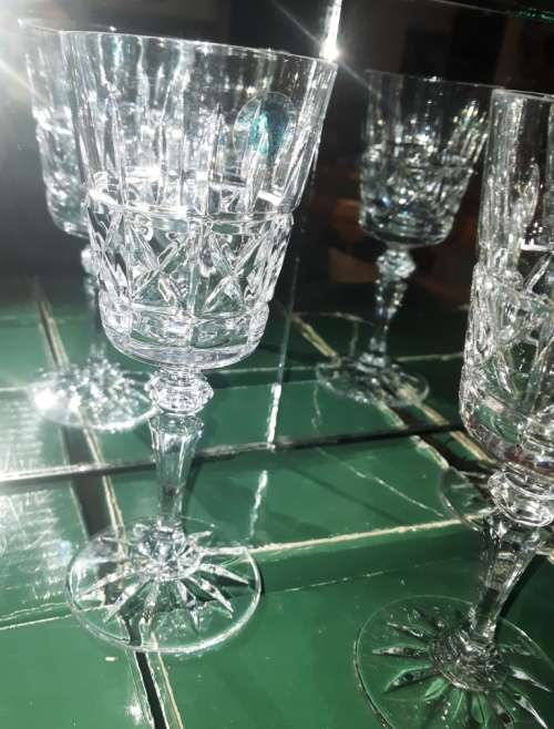 Vintage Galway Irish Crystal - Burren White wine glasses from 1980`s - 6 boxes-4 per box-buy per box