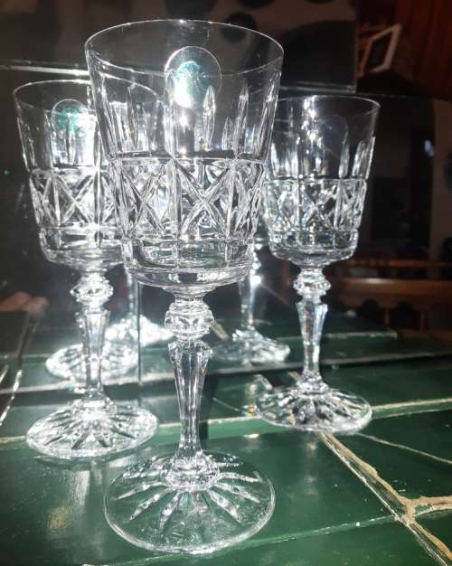 Vintage Galway Irish Crystal - Burren White wine glasses from 1980`s - 6 boxes-4 per box-buy per box