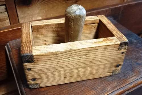 2 Piece Antique Butter Mould with lots of character - Dia. L 17 cm, W 10, H 8 cm-good condition