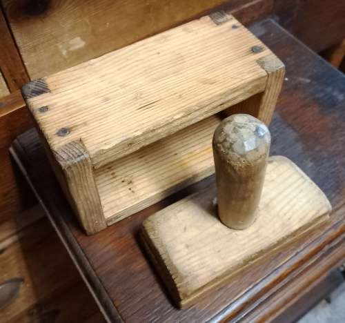 2 Piece Antique Butter Mould with lots of character - Dia. L 17 cm, W 10, H 8 cm-good condition