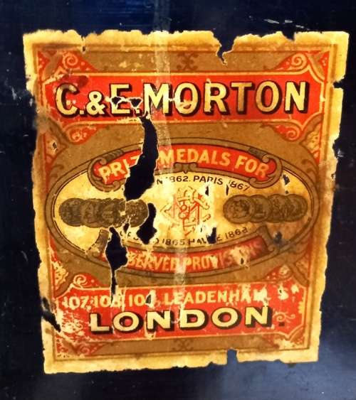 Antique C and E Morton London Royal blue tin-H 19 cm, Dia. 16 cm x 16 cm