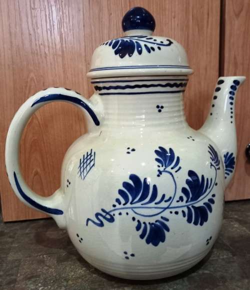 Rare original vintage Delft Handgeschilderd by M/E/W/D 550 Holland Blue Kettle with lid-H 21 cm