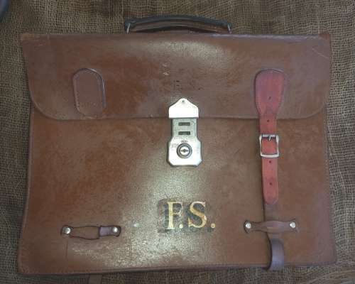 Genuine vintage good quality leather brief case with back carry straps