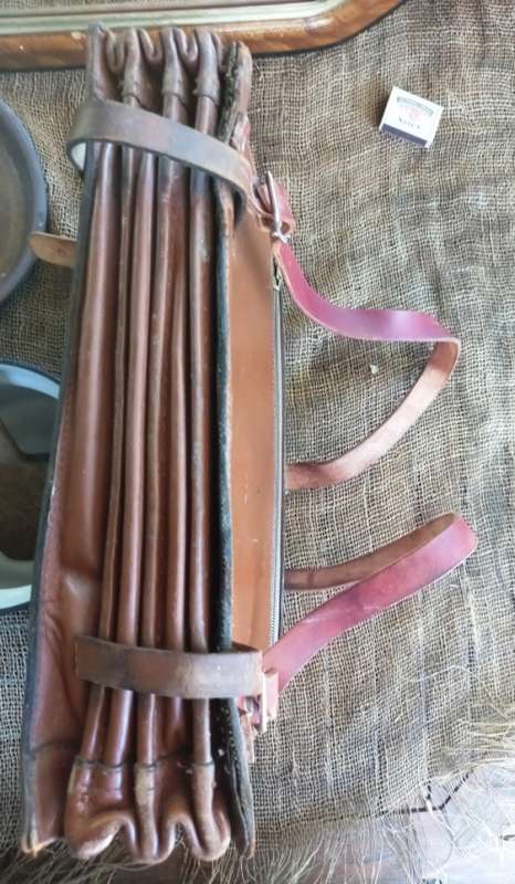 Genuine vintage good quality leather brief case with back carry straps