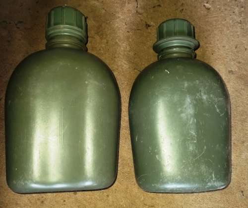 2 Old SA Army Bush War water bottles- one with stopper and the other not-sell as a lot