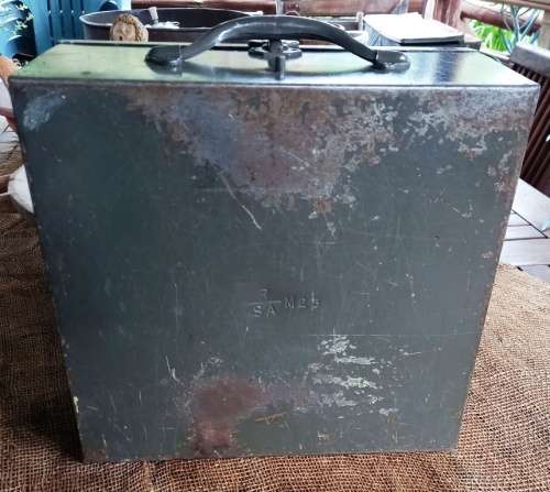 Vintage Metal Military Like first Aid Box from the 1960`s with official instructions