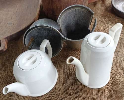 Vintage Coffee and Tea Pot `stay Hot` style with warmer inners under metal covers