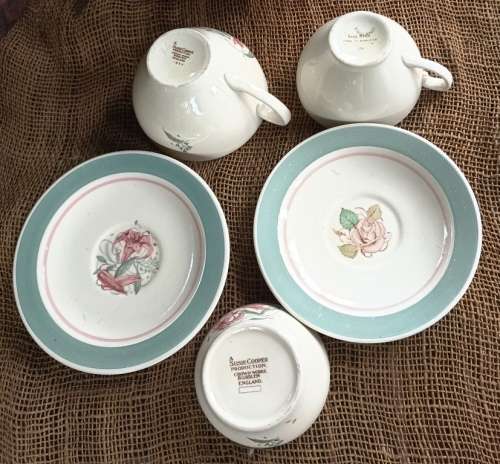 Vintage 2 x Susie Cooper Duo`s-Praticia Rose and Crown Works Burslem and a sugar bowl Burslem