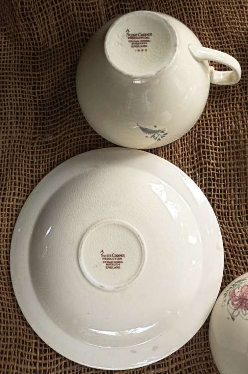 Vintage 2 x Susie Cooper Duo`s-Praticia Rose and Crown Works Burslem and a sugar bowl Burslem