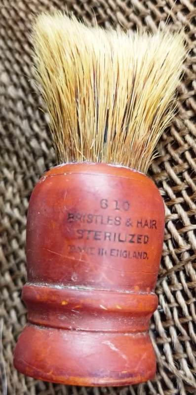 Vintage Shaving Brush marked  610 Bristles & Hair Sterlized Made in England-still usable