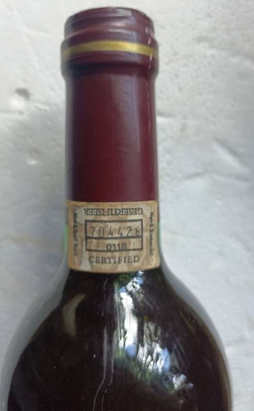 Rare 750ml Cabernet Sauvignon bottle of red wine 1994, Hansie Cronje, Bakenskop Kovsie Jool