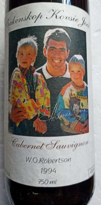 Rare 750ml Cabernet Sauvignon bottle of red wine 1994, Hansie Cronje, Bakenskop Kovsie Jool