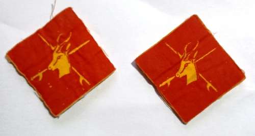 Pair of old SA Army material uniform patches (Insignia)-Dia. 3.5 cm x 3.5 cm-good cond.