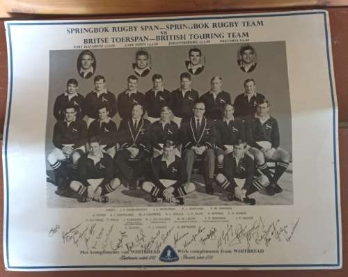 Picture/Print hard Glossy paper Springbok Rugby Team/ British Touring Team 1968+signatures-42x32cm