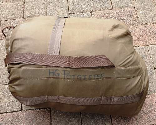 Big Old SADF good quality military sleeping bag in good condition with head cover and carry bag