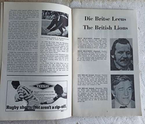 SA Rugby Year Book-Lions Tour 1980 Year Book-Nat. Souvenir Programme-42 Pages