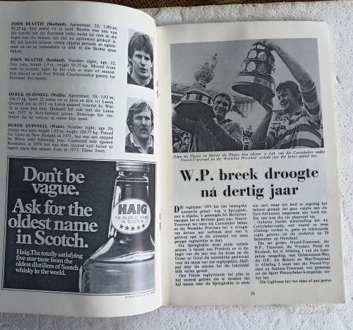 SA Rugby Year Book-Lions Tour 1980 Year Book-Nat. Souvenir Programme-42 Pages