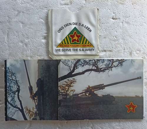 Rare SA Army Picture Postcard Booklet with 8 postcards of military weapons,/vehicles