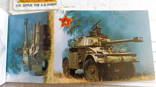 Rare SA Army Picture Postcard Booklet with 8 postcards of military weapons,/vehicles