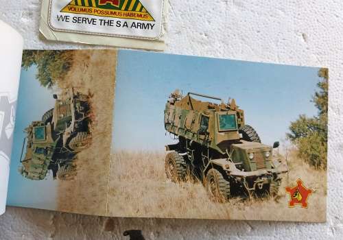Rare SA Army Picture Postcard Booklet with 8 postcards of military weapons,/vehicles