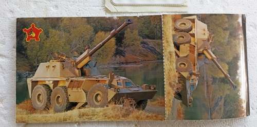 Rare SA Army Picture Postcard Booklet with 8 postcards of military weapons,/vehicles