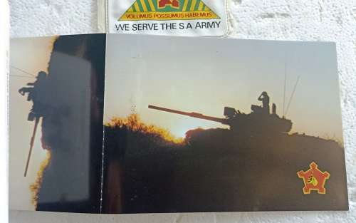Rare SA Army Picture Postcard Booklet with 8 postcards of military weapons,/vehicles