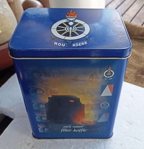 Beperkte uitreikings Gedenk blik ` Filter Koffie` as deel van die Voortrekkers se 70ste bestaansjaar