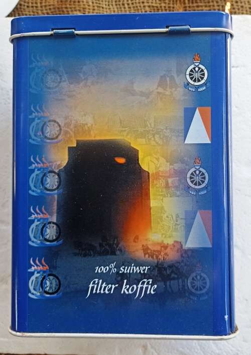 Beperkte uitreikings Gedenk blik ` Filter Koffie` as deel van die Voortrekkers se 70ste bestaansjaar