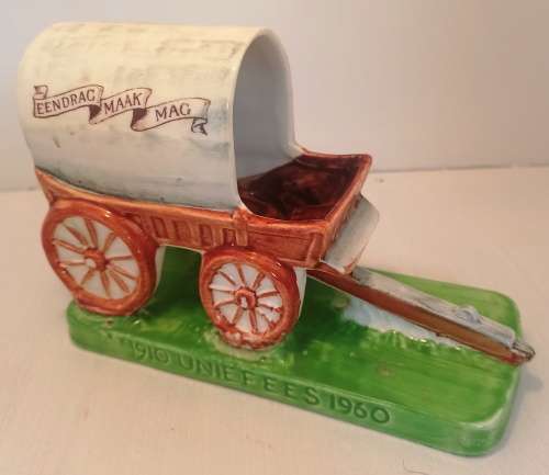 Vintage Burleigh ware- England `Eendrag Maak Mag 1910 Uniefees 1960`-pocelian Voortrekker Wagon