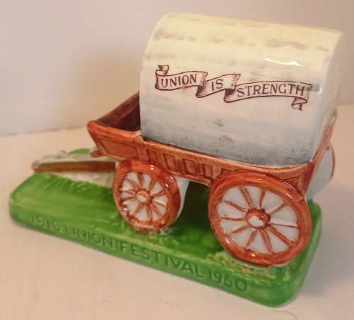 Vintage Burleigh ware- England `Eendrag Maak Mag 1910 Uniefees 1960`-pocelian Voortrekker Wagon