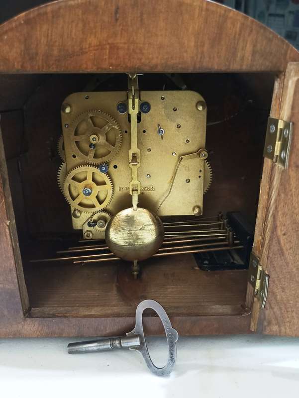 Vintage 1930`s Foreign Art Deco Mantel clock in working condition with key