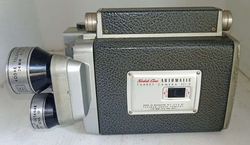 Vintage KODAK Cine Automatic Turret f/1.9 - 3 Lens - 8mm Movie Camera Wind Up work!