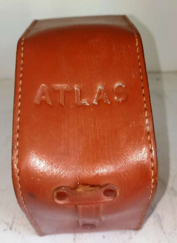 Vintage Atlas 8 mm Cine works movie Camera-wind up mechanism working-leather pouch