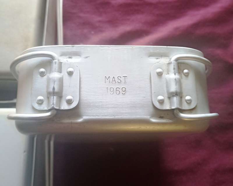 Old Army Aluminum Dixie stamped `Mast 1969` in good condition