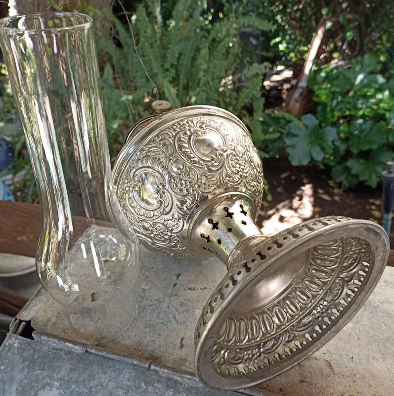 Victorian Miller & Co heavily Embossed `Juno` Oil Lamp