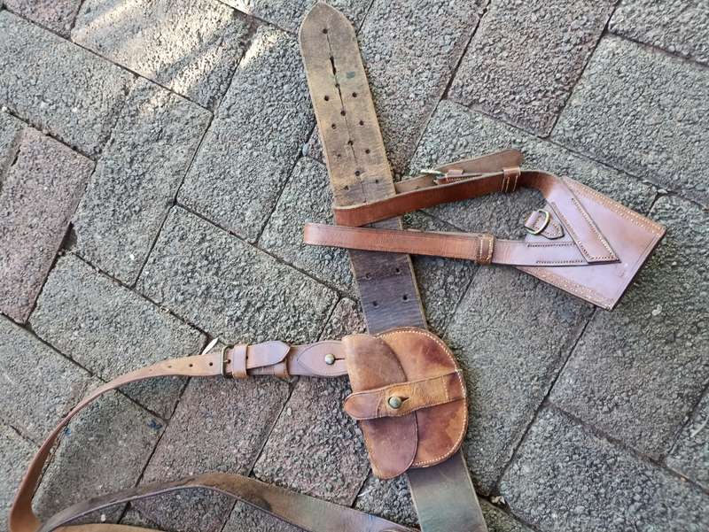 WWI British Officer`s Belt by M Harvey Co, Holster by Hobson & Sons 1915 strap and sword Hanger Hook