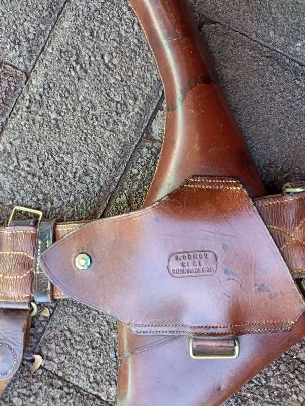 WWI British Officer`s Belt by M Harvey Co, Holster by Hobson & Sons 1915 strap and sword Hanger Hook