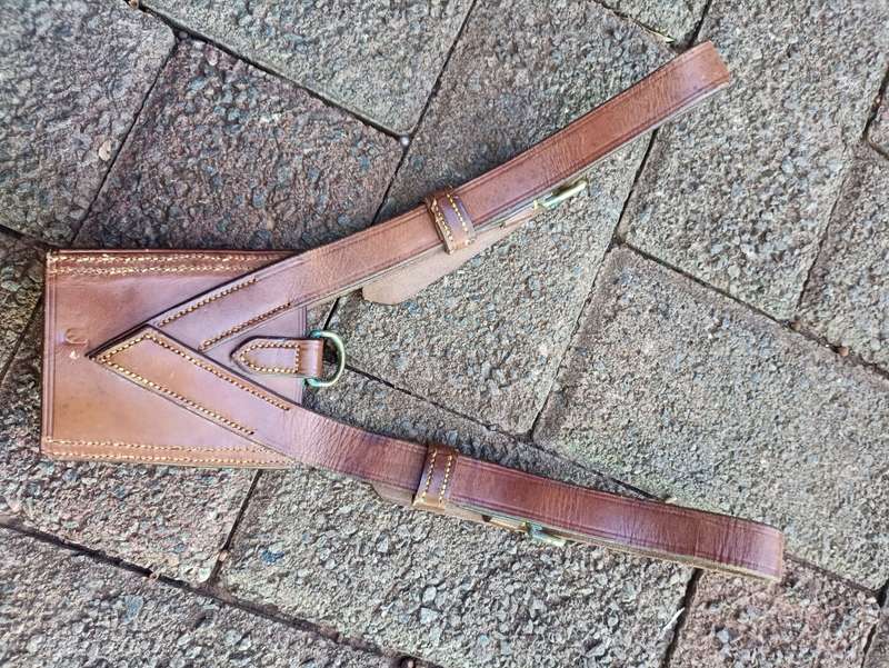WWI British Officer`s Belt by M Harvey Co, Holster by Hobson & Sons 1915 strap and sword Hanger Hook