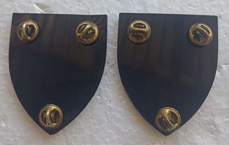 Pair of SADF 11 Commando/Intelligence School Shoulder metal Flashes with pins in good condition