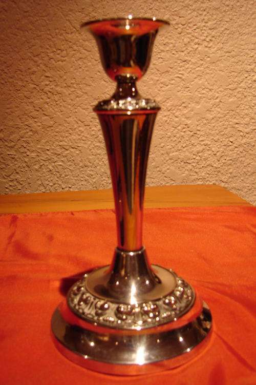 One Granthe Silver Plated Candle Holder - Height 18cm - made in England