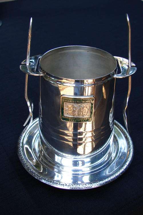 Seranco EPNS "Jam Dish" with Chamber of Mines COA and 1 fork and 1 spoon