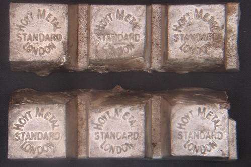 2 x 3 Collectable metal bar pieces of Hoyt Metal Co. London - Stamped and signed-total weight 8 lbs