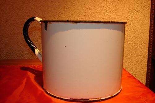 Very Big Enamel White Mug - Height 17cm, Diameter 22cm - Good condition