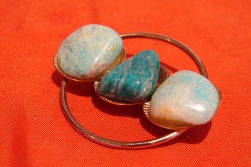 Vintage Turquoise Gemstone Brooch-Dia.4cm x 5cm