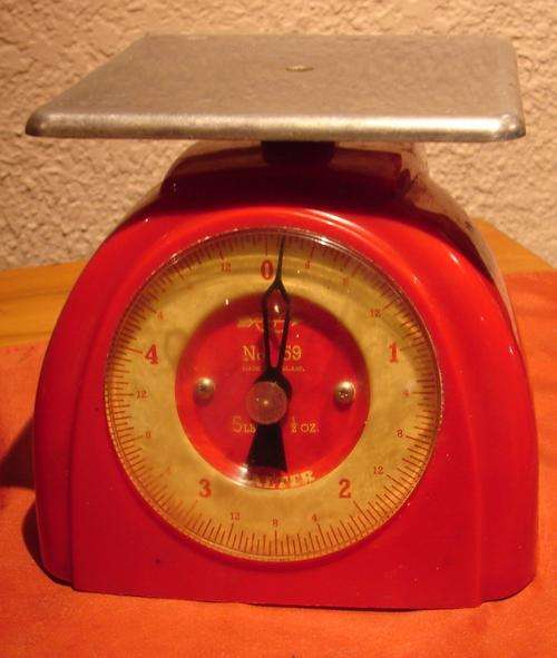 Vintage Red Salter Kitchen Scale No 59 - 5lb by 1/2 oz-H 15.5cm - Working